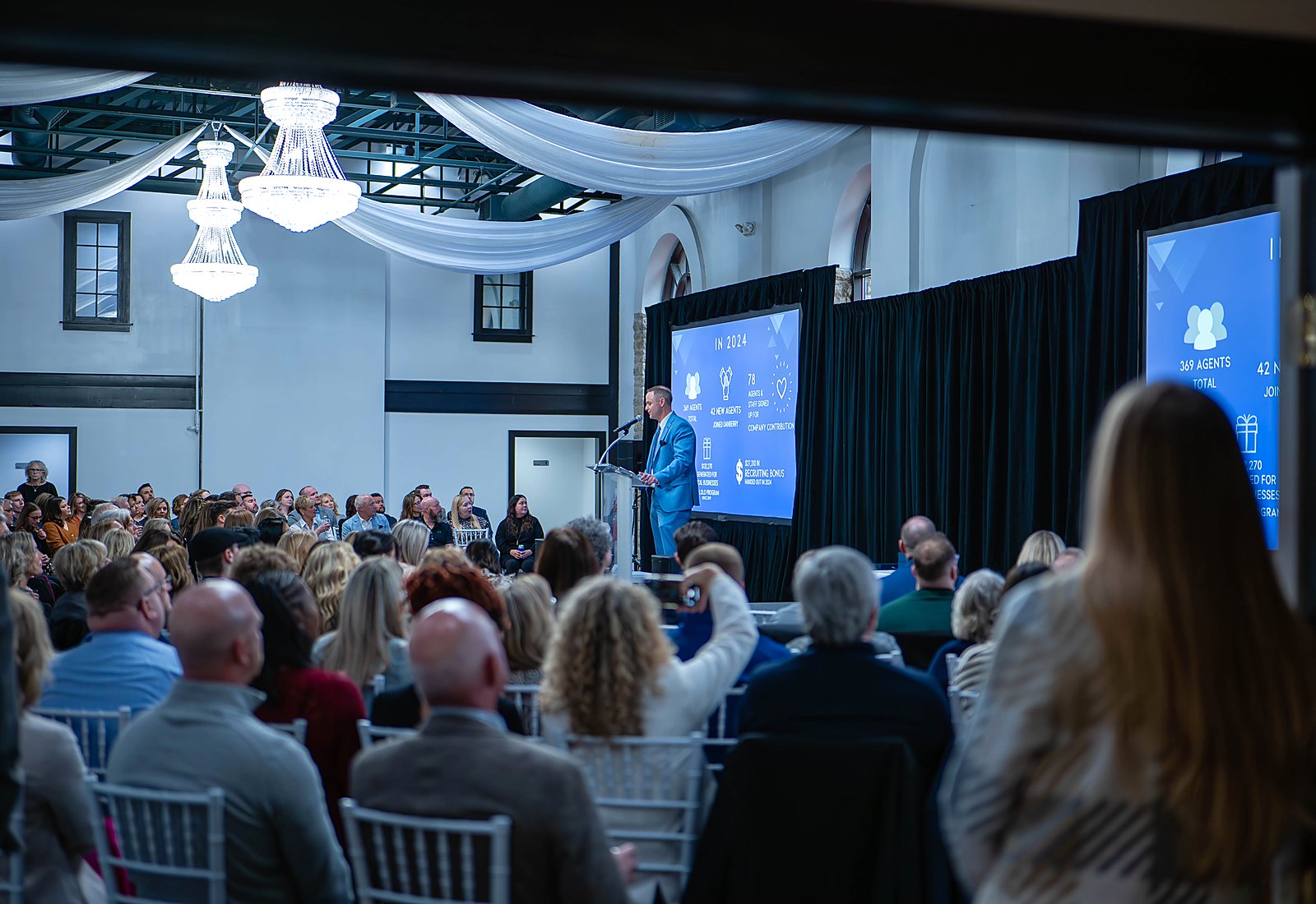 Kevin Warren presenting to a full room at the 2025 Danberry Annual Business Meeting